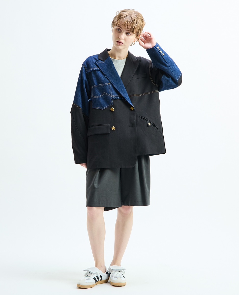 別注》【AULA AILA/アウラ アイラ】CHECK DENIM COMBONATON