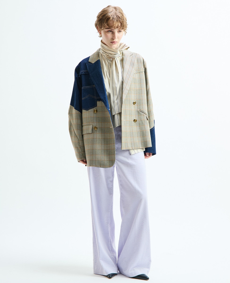 【AULA AILA】アウラアイラ（0）ボア レザー ノーカラー ジャケット OUTER — aulaaila