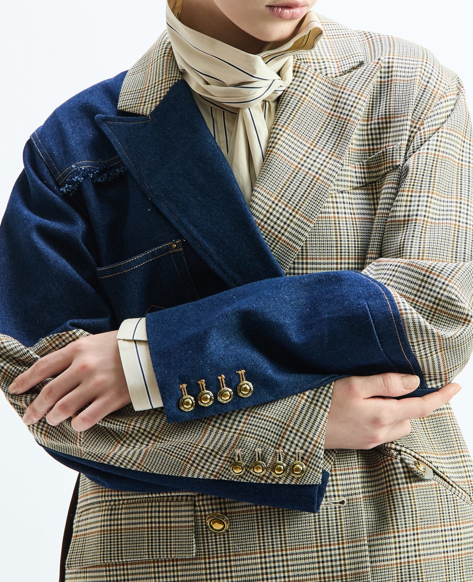 新品未使用　ソフィット別注アウラアイラ　アウター 別注》【AULA AILA/アウラ アイラ】CHECK DENIM COMBONATON