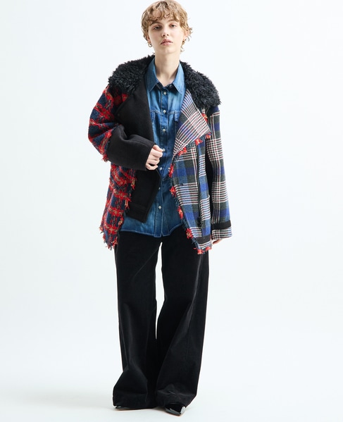 《別注》【AULA AILA/アウラ アイラ】CHECK COMBINATION BLOUSON 詳細画像 ブラック×レッド 11