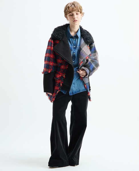 《別注》【AULA AILA/アウラ アイラ】CHECK COMBINATION BLOUSON 詳細画像 ブラック×レッド 12