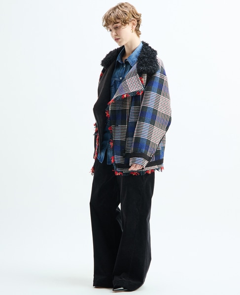 《別注》【AULA AILA/アウラ アイラ】CHECK COMBINATION BLOUSON 詳細画像 ブラック×レッド 14