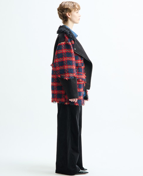 《別注》【AULA AILA/アウラ アイラ】CHECK COMBINATION BLOUSON 詳細画像 ブラック×レッド 17