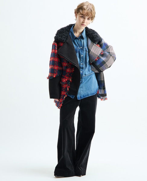 《別注》【AULA AILA/アウラ アイラ】CHECK COMBINATION BLOUSON 詳細画像 ブラック×レッド 2