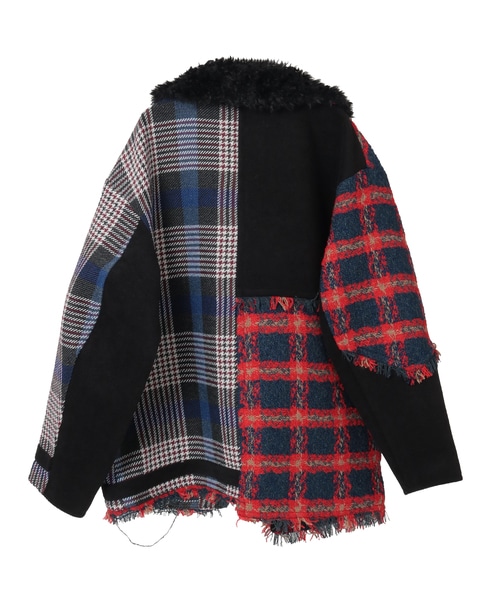 《別注》【AULA AILA/アウラ アイラ】CHECK COMBINATION BLOUSON 詳細画像 ブラック×レッド 28