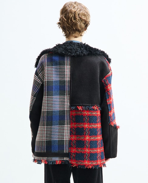 《別注》【AULA AILA/アウラ アイラ】CHECK COMBINATION BLOUSON 詳細画像 ブラック×レッド 7