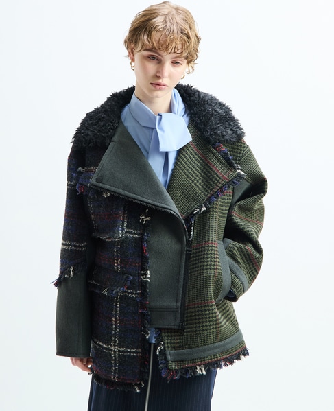 《別注》【AULA AILA/アウラ アイラ】CHECK COMBINATION BLOUSON 詳細画像 グリーン系その他 10