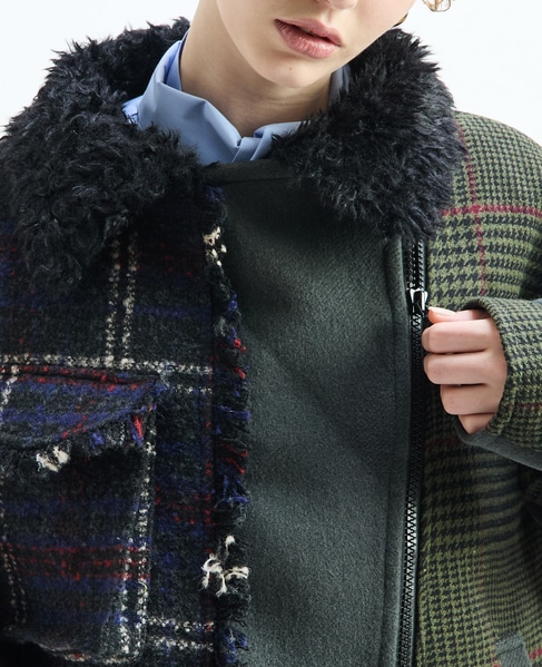 《別注》【AULA AILA/アウラ アイラ】CHECK COMBINATION BLOUSON 詳細画像 グリーン系その他 14