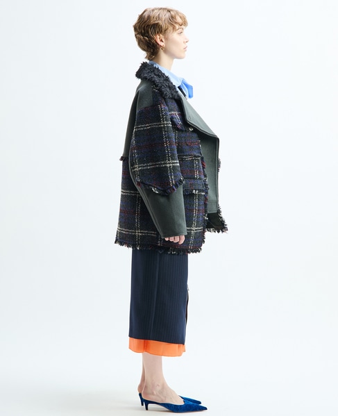 《別注》【AULA AILA/アウラ アイラ】CHECK COMBINATION BLOUSON 詳細画像 グリーン系その他 5