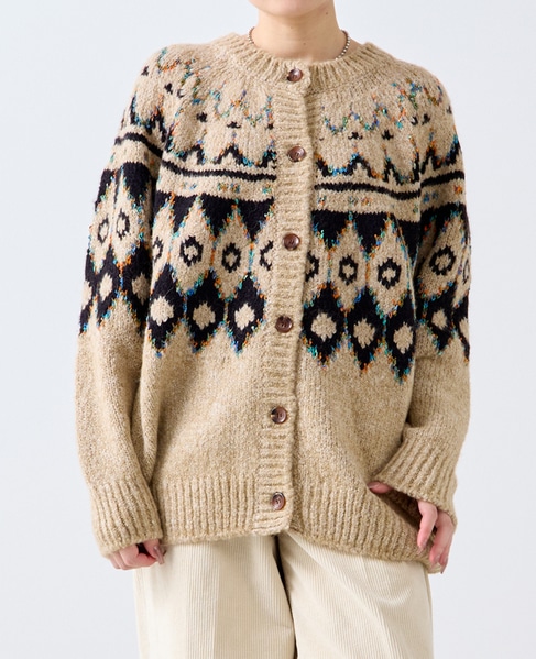 【GREEN BUTTER/グリーンバター】Alpaca Nordic Cardigan 詳細画像 ベージュ系その他 1