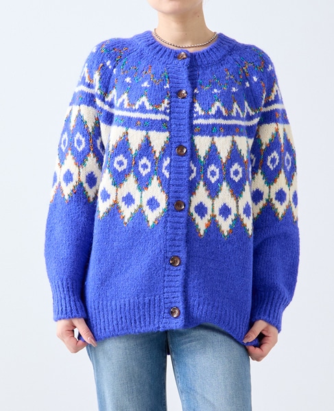 【GREEN BUTTER/グリーンバター】Alpaca Nordic Cardigan 詳細画像 ブルー系その他 1