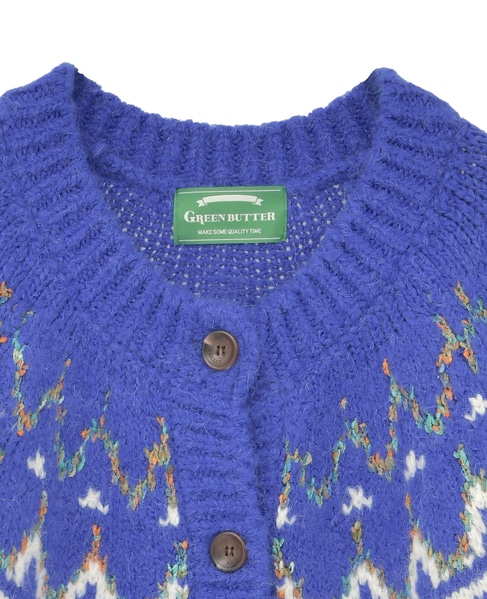 【GREEN BUTTER/グリーンバター】Alpaca Nordic Cardigan 詳細画像 ブルー系その他 11