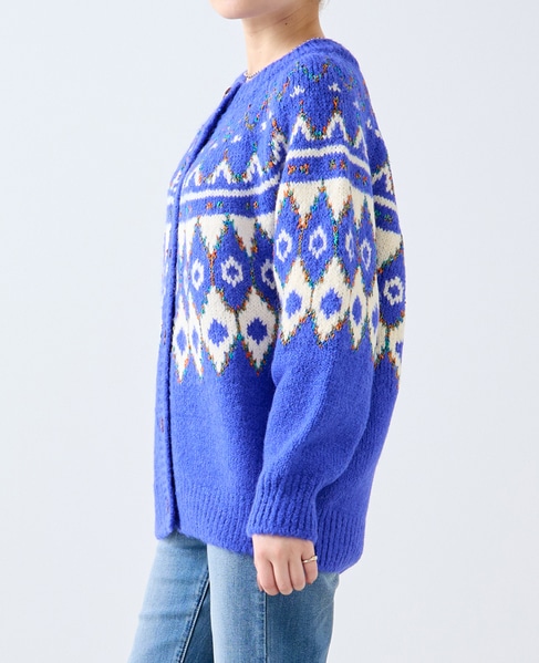 【GREEN BUTTER/グリーンバター】Alpaca Nordic Cardigan 詳細画像 ブルー系その他 2