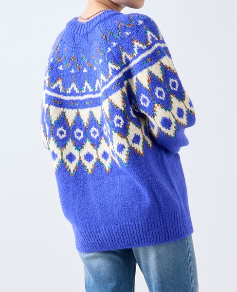 【GREEN BUTTER/グリーンバター】Alpaca Nordic Cardigan 詳細画像 ブルー系その他 3