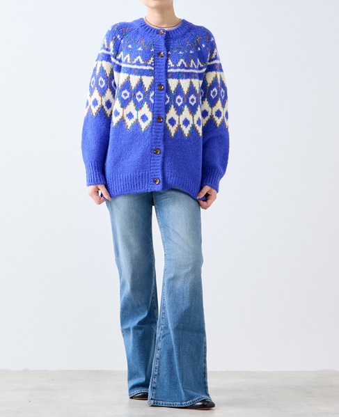 【GREEN BUTTER/グリーンバター】Alpaca Nordic Cardigan 詳細画像 ブルー系その他 4