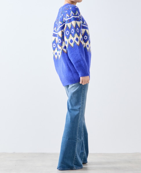 【GREEN BUTTER/グリーンバター】Alpaca Nordic Cardigan 詳細画像 ブルー系その他 5