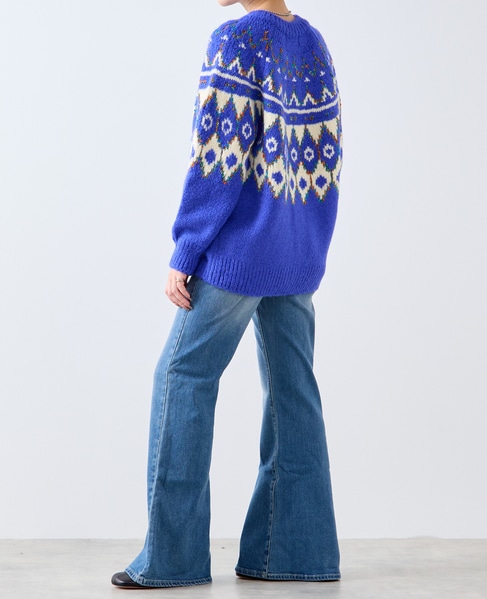 【GREEN BUTTER/グリーンバター】Alpaca Nordic Cardigan 詳細画像 ブルー系その他 7