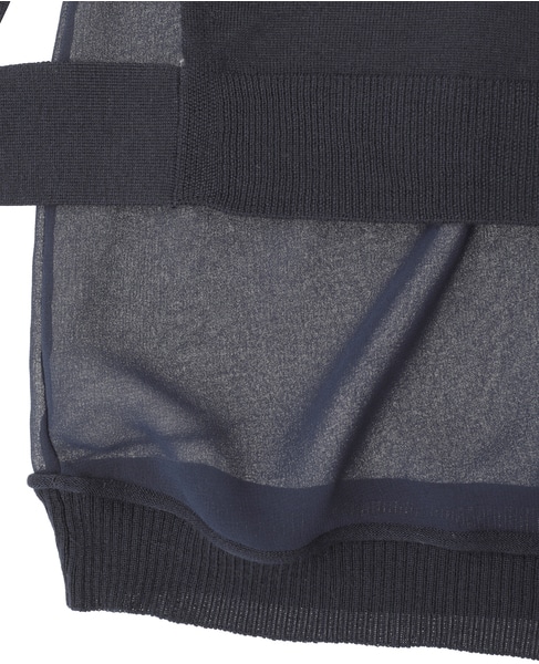 【3.1 Phillip Lim/スリーワンフィリップリム】Chiffon-paneled wool top 詳細画像 ネイビー 6