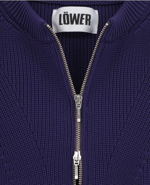 【LOWER/ローヴァー】ジップアップリブニットカーディガン 詳細画像 パープル 6
