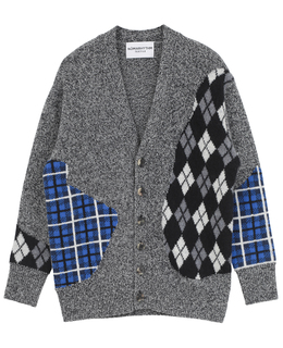 【NOMARHYTHM TEXTILE/ノーマリズムテキスタイル】 Argyle & Check Mix Cardigan