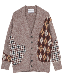 【NOMARHYTHM TEXTILE/ノーマリズムテキスタイル】 Argyle & Check Mix Cardigan