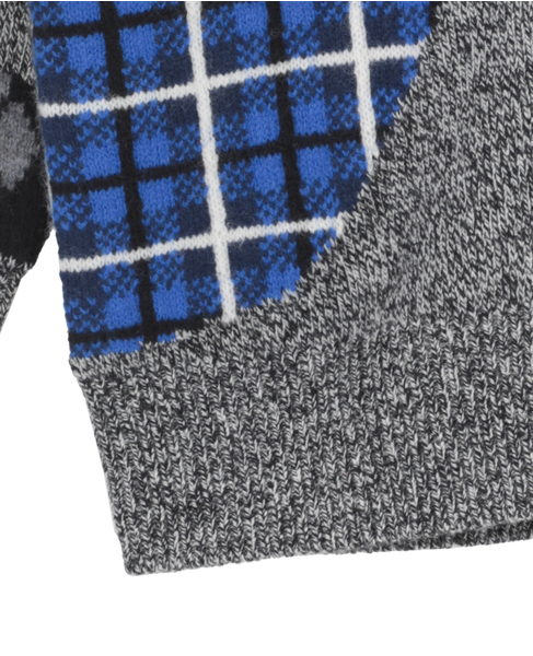 【NOMARHYTHM TEXTILE/ノーマリズムテキスタイル】 Argyle & Check Mix Cardigan 詳細画像 ブラック 5