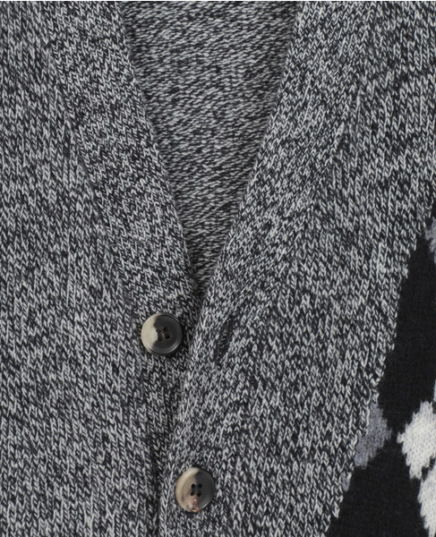 【NOMARHYTHM TEXTILE/ノーマリズムテキスタイル】 Argyle & Check Mix Cardigan 詳細画像 ブラック 6