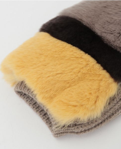 【ALPO/アルポ】レッキスファー×ニットFingerless Gloves 詳細画像 イエロー 4
