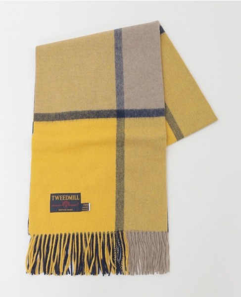 【TWEED MILL/ツイードミル】ラムウールチェック大判ストール 詳細画像 イエロー系その他 1
