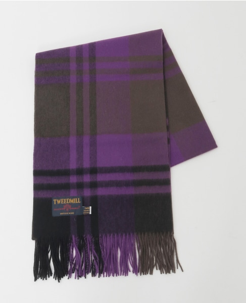 【TWEED MILL/ツイードミル】ラムウールチェック大判ストール 詳細画像 パープル系その他 1