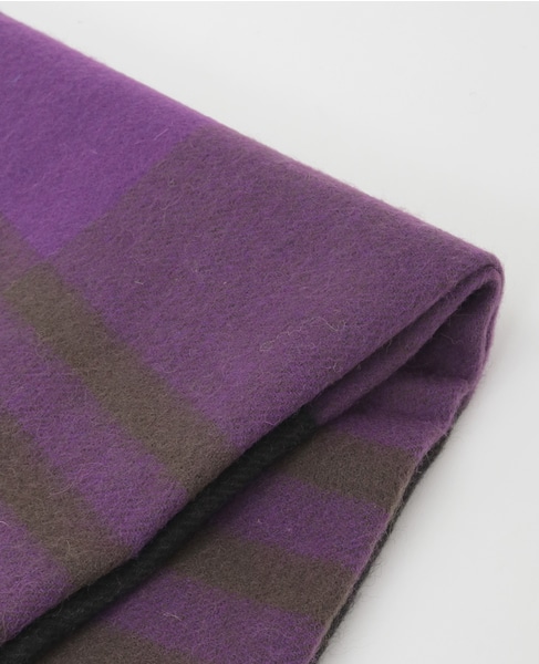 【TWEED MILL/ツイードミル】ラムウールチェック大判ストール 詳細画像 パープル系その他 2