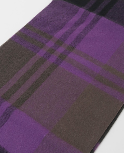 【TWEED MILL/ツイードミル】ラムウールチェック大判ストール 詳細画像 パープル系その他 3