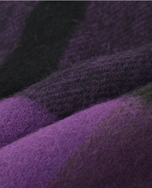 【TWEED MILL/ツイードミル】ラムウールチェック大判ストール 詳細画像 パープル系その他 4