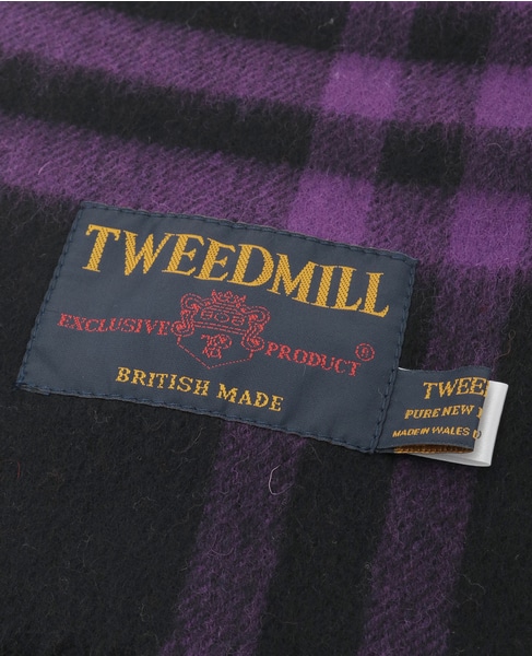 【TWEED MILL/ツイードミル】ラムウールチェック大判ストール 詳細画像 パープル系その他 5