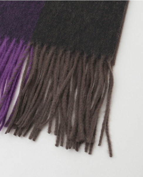【TWEED MILL/ツイードミル】ラムウールチェック大判ストール 詳細画像 パープル系その他 6