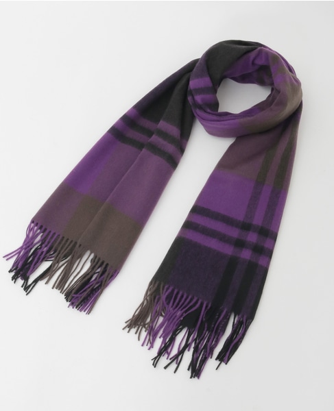 【TWEED MILL/ツイードミル】ラムウールチェック大判ストール 詳細画像 パープル系その他 7