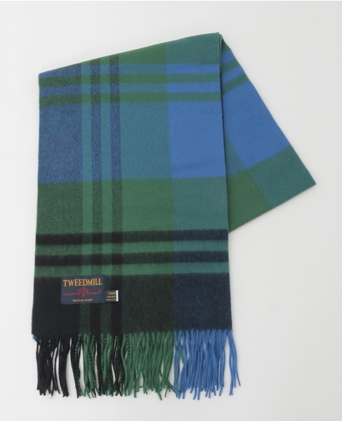 【TWEED MILL/ツイードミル】ラムウールチェック大判ストール 詳細画像 グリーン系その他 1