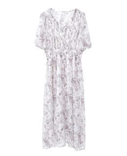 花柄シフォンフロントピンタックワンピース(取り扱い店舗限定)