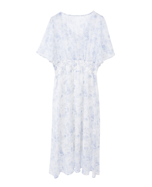 花柄シフォンフロントピンタックワンピース(取り扱い店舗限定) 詳細画像 ブルー 2
