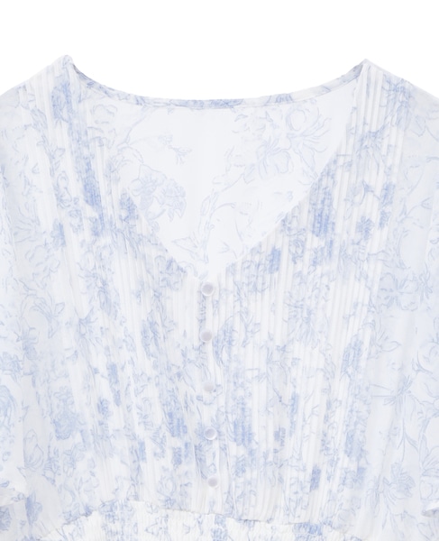 花柄シフォンフロントピンタックワンピース(取り扱い店舗限定) 詳細画像 ブルー 3