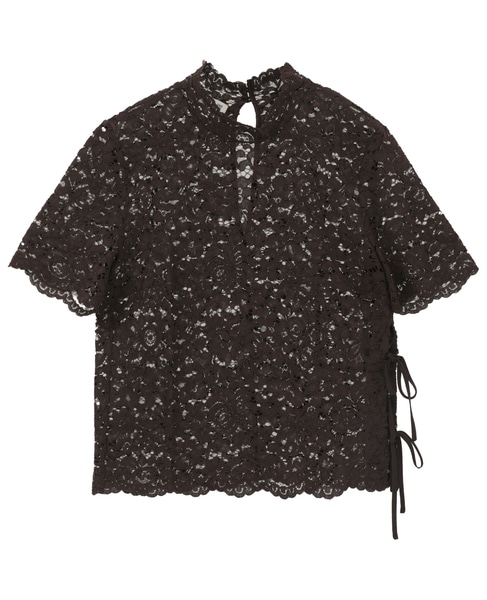 【BAUM UND PFERDGARTEN/バウムウンドヘルガーテン】フラワーレース・ハイネックブラウス 詳細画像 ブラウン 1
