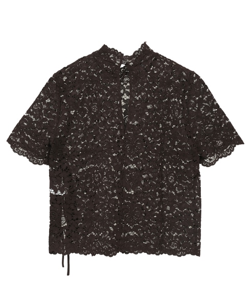 【BAUM UND PFERDGARTEN/バウムウンドヘルガーテン】フラワーレース・ハイネックブラウス 詳細画像 ブラウン 2