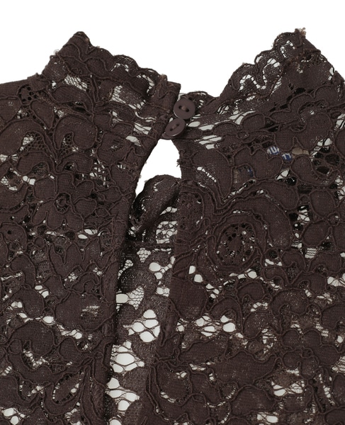 【BAUM UND PFERDGARTEN/バウムウンドヘルガーテン】フラワーレース・ハイネックブラウス 詳細画像 ブラウン 4
