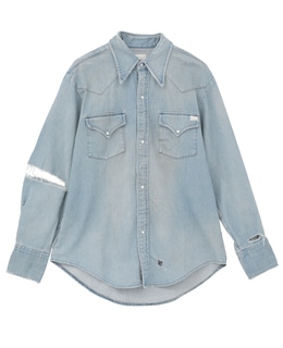 【KURO/クロ】ダメージ加工ウエスタンデニムシャツ