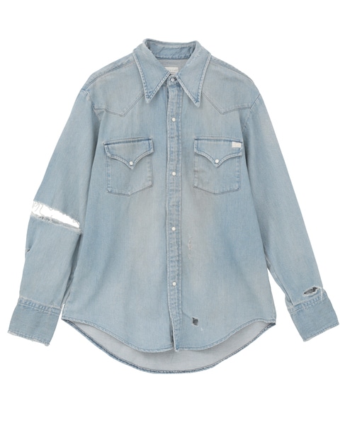 【KURO/クロ】ダメージ加工ウエスタンデニムシャツ 詳細画像 インディゴ 1