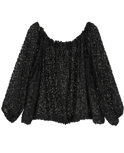 【COUTURE D'ADAM/クチュールドアダム】ジャカードシアー・オフショルダーブラウス 詳細画像 ブラック 2