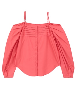 【LUTZ HUELLE/ルッツヒュエル】プリーツディテール・オフショルダーブラウス