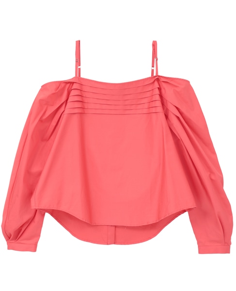 【LUTZ HUELLE/ルッツヒュエル】プリーツディテール・オフショルダーブラウス 詳細画像 レッド 2