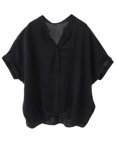 らくちんケア接触冷感ヘンリーネックブラウス(取り扱い店舗限定) 詳細画像 ブラック 1