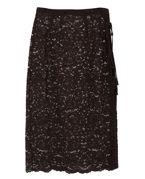 【BAUM UND PFERDGARTEN/バウムウンドヘルガーテン】フラワーレース・サイドリボンスカート 詳細画像 ブラウン 1